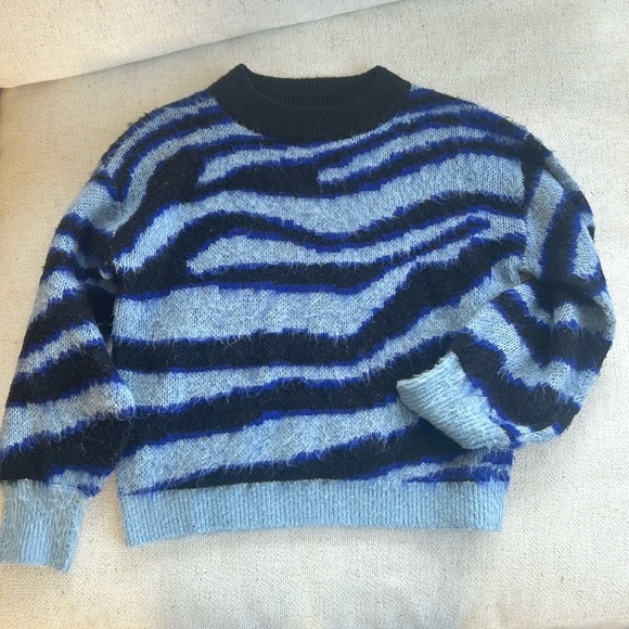 Anthropologie Salma Striped Whisper Soft Eyelash Sweater Blue Motif - Picture 4 of 7